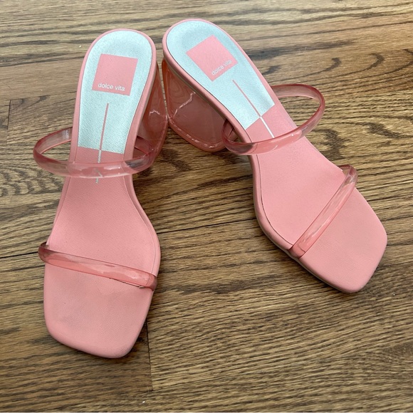 Dolce Vita Netra Lucite Pink Vinyl Heels - Picture 2 of 5